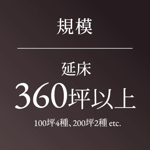 【規模】延床360坪以上（100坪4種｜200坪2種 etc.）